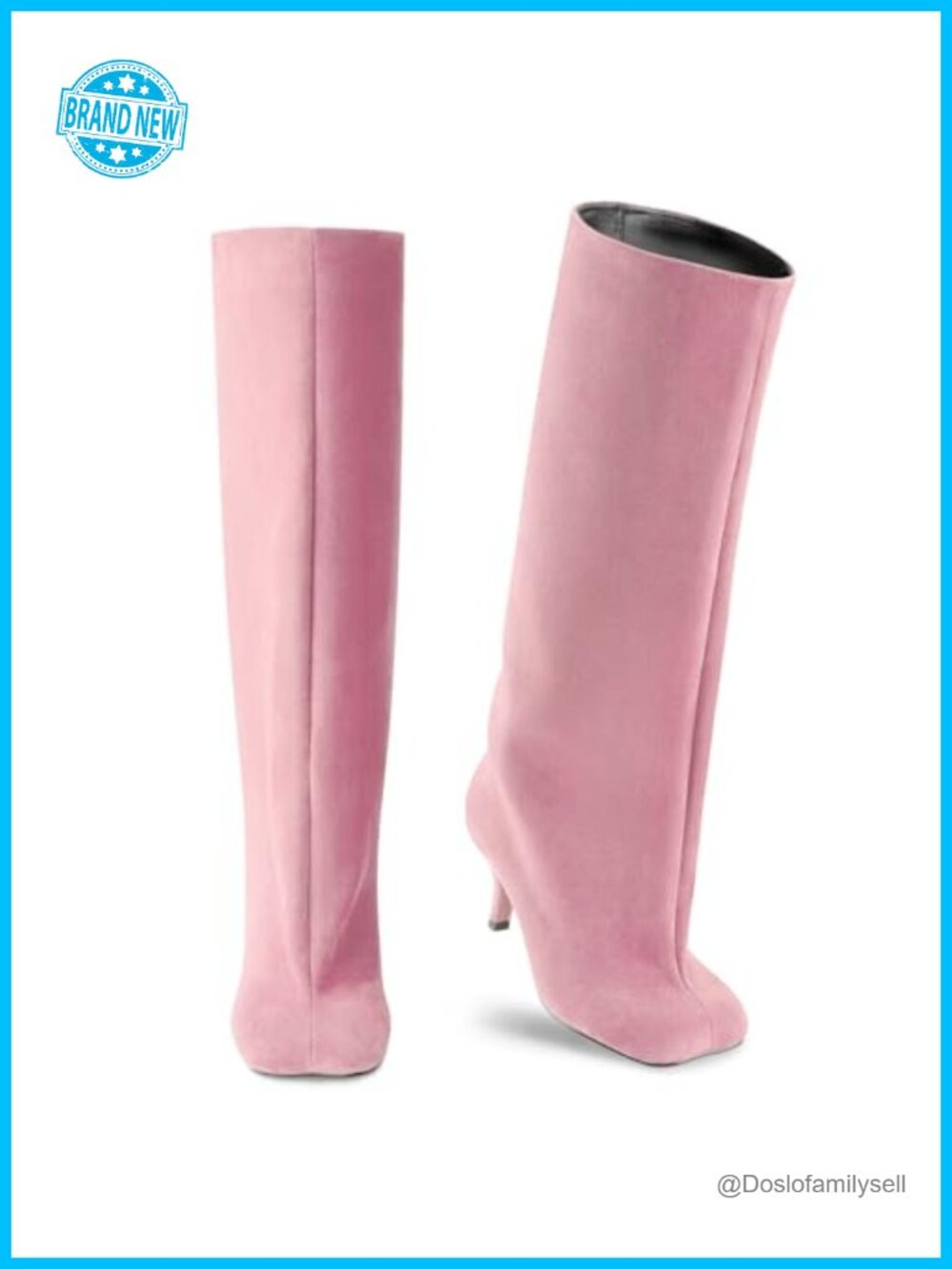 Faux Suede Knee High Square Toe Stiletto Heel Pull On Tall Winter Boots